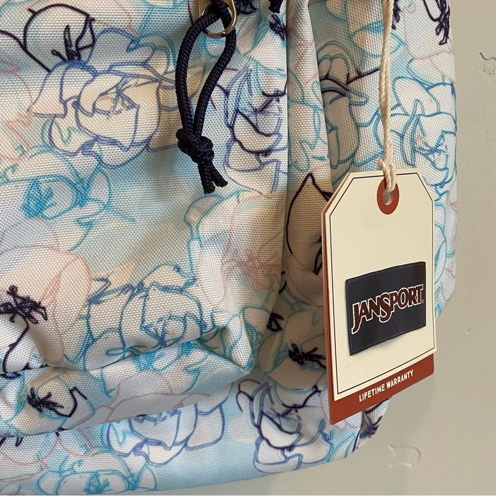 JANSPORT Black Label Superbreak Blue Sketch Floral Backpack